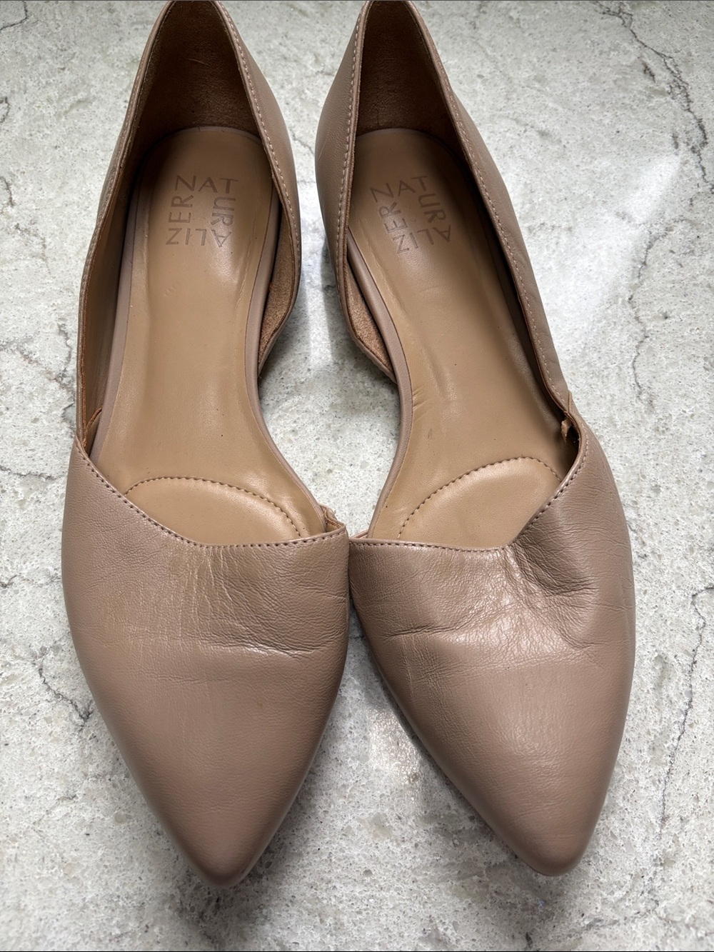 Naturalizer Nude/Taupe Pointed Toe D'Orsay Flats